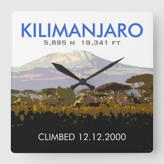 Persoonlijke Mt Kilimanjaro Climemorative Vierkante Klok (Voorkant)