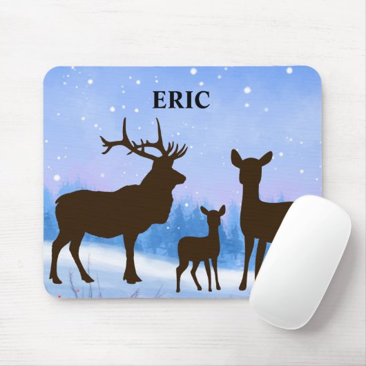 Persoonlijke muismat met een hertenfamilie (Met muis)