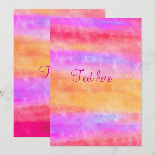 Persoonlijke Multi Kleur Waterverf Uitnodiging (Voorkant / Achterkant)