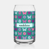 Persoonlijke multikleurige bloemen en vlinders blikvorm glas (Voorkant)