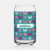 Persoonlijke multikleurige bloemen en vlinders blikvorm glas (Achterkant)