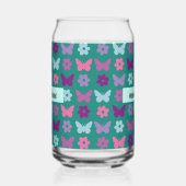 Persoonlijke multikleurige bloemen en vlinders blikvorm glas (Rechts)