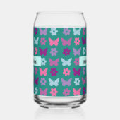 Persoonlijke multikleurige bloemen en vlinders blikvorm glas (Links)