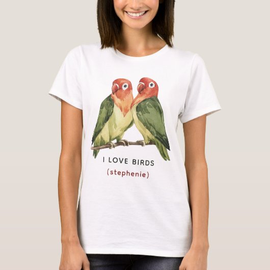 Persoonlijke MultikleurIk HOU VAN VOGELS T-shirt (Voorkant)