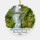 Persoonlijke Multnomah Falls-hanger, Oregon Keramisch Ornament (Voorkant)