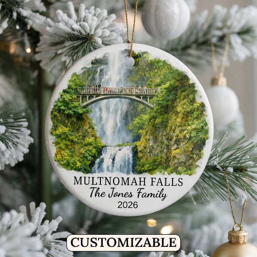 Persoonlijke Multnomah Falls-hanger, Oregon Keramisch Ornament