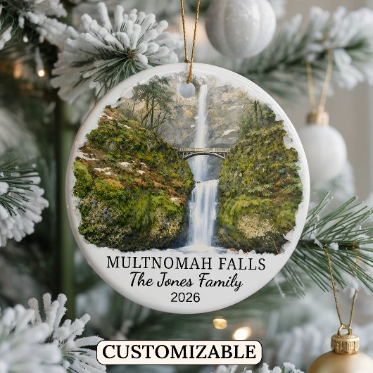 Persoonlijke Multnomah Falls-hanger, Oregon Keramisch Ornament