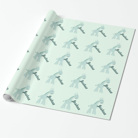 Persoonlijke Munt Giraffe Cadeaupapier (Uitgerold)