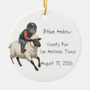 Persoonlijke Mutton Bustin Boy Keramisch Ornament