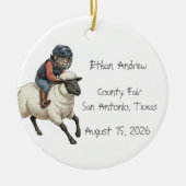 Persoonlijke Mutton Bustin Jongen Keramisch Ornament (Voorkant)