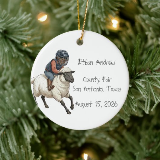 Persoonlijke Mutton Bustin Rodeo Jongen  Keramisch Ornament (Boom)