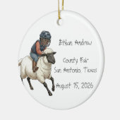 Persoonlijke Mutton Bustin Rodeo Jongen  Keramisch Ornament (Links)