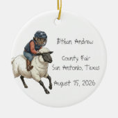 Persoonlijke Mutton Bustin Rodeo Jongen Keramisch Ornament (Voorkant)