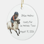 Persoonlijke Mutton Bustin Rodeo Jongen Keramisch Ornament (Links)