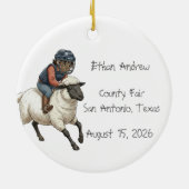 Persoonlijke Mutton Bustin Rodeo Jongen Keramisch Ornament (Achterkant)