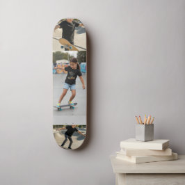 Persoonlijke muurdecoratie met 3 foto's | Op maat Persoonlijk Skateboard