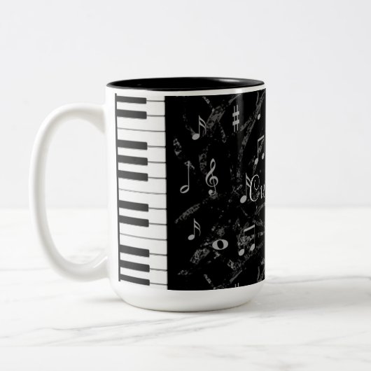 Persoonlijke muziek in zwart-wit tweekleurige koffiemok (Links)