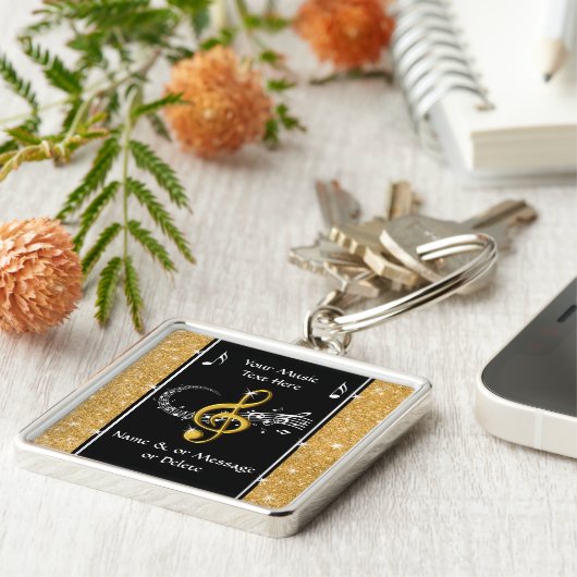 Persoonlijke muziekcadeaus voor haar, muziek sleutelhanger (Zijkant)