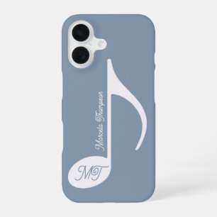 Persoonlijke muzieknoot Stofblauw iPhone 16 Hoesje