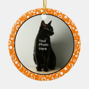Persoonlijke Muzieknoten Foto Ornament - Oranje