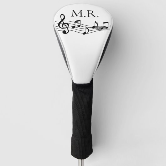Persoonlijke muzieknotenmonogram golfheadcover (Voorkant)