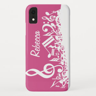 Persoonlijke Muzieknotities Hot Pink en White iPhone XR Hoesje