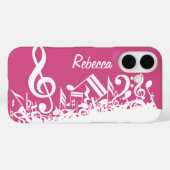 Persoonlijke Muzieknotities Hot Pink en White Case-Mate iPhone Case (Achterkant (horizontaal))