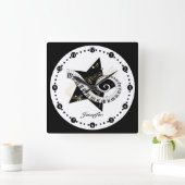 Persoonlijke muzikale Star Golden Notes-wandklok Vierkante Klok (Huis)