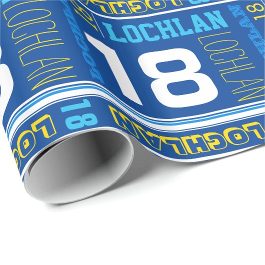 Persoonlijke naam 18e verjaardagssport cadeaupapier (Rol Hoek)