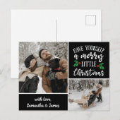 Persoonlijke naam 2 foto collage kerst briefkaart (Voorkant / Achterkant)