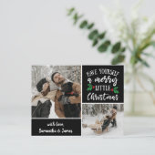 Persoonlijke naam 2 foto collage kerst briefkaart (Staand voorkant)