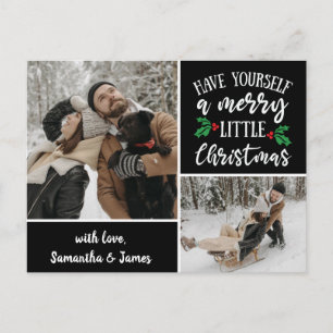Persoonlijke Naam 2 Foto Collage Kerstmis Briefkaart