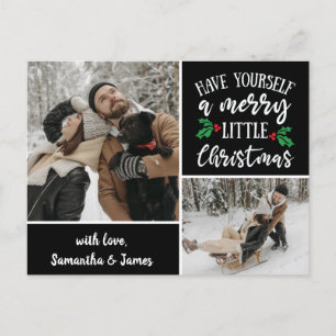 Persoonlijke naam 2 Kerstmis met fotocollage Briefkaart