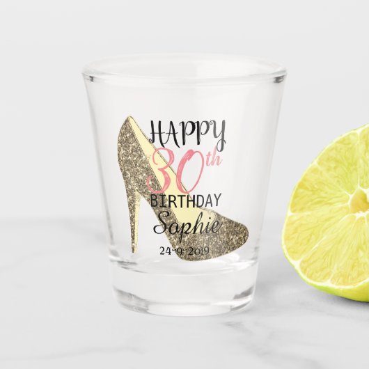 Persoonlijke naam 30e verjaardag shot glas (Voorkant)