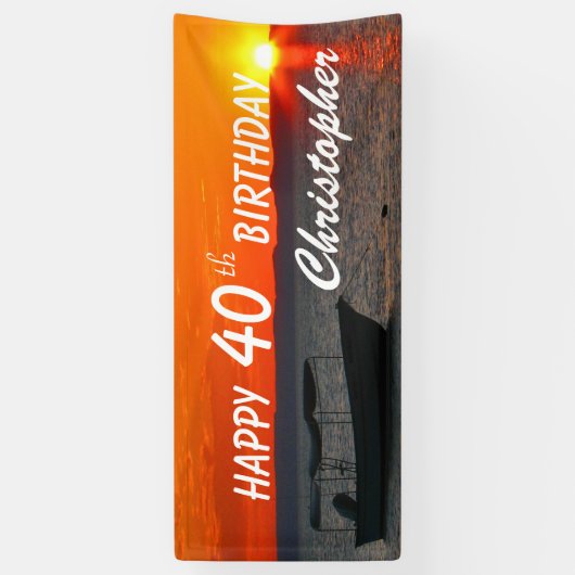 Persoonlijke naam 40th 45th Birthday Vissen Boat Spandoek (Verticaal)