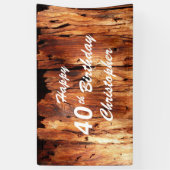 Persoonlijke naam 40th Birthday Faux Weathered Woo Spandoek (Verticaal)