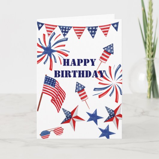Persoonlijke naam 4 juli Happy Birthday Kaart (Voorkant)