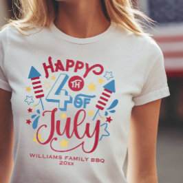 Persoonlijke naam 4 juli t-shirt