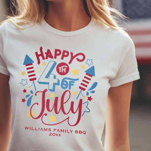 Persoonlijke naam 4 juli t-shirt