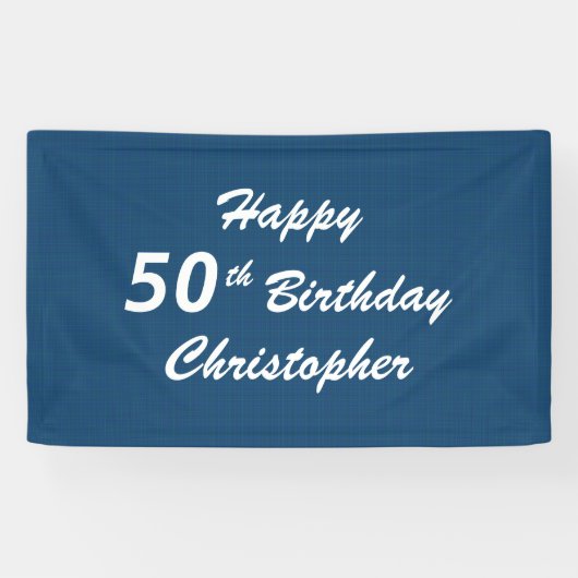 Persoonlijke naam 50th Birthday Blue Play Spandoek (Horizontaal)