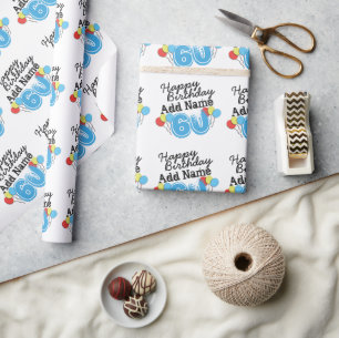 Persoonlijke naam 60 jaar Bday Blue - 60th Birthda Cadeaupapier