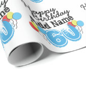 Persoonlijke naam 60 jaar Bday Blue - 60th Birthda Cadeaupapier (Rol Hoek)
