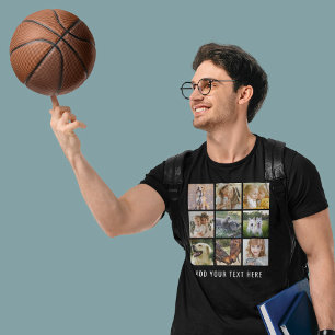 Persoonlijke naam 9 foto collage t-shirt