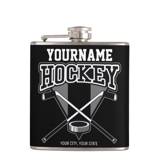 Persoonlijke NAAM Aangepaste PC-ploeg voor Hockey Heupfles (Voorkant)