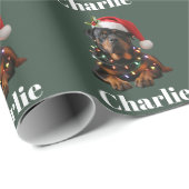 Persoonlijke Naam Aangepaste Rottweiler Hond Kerst Cadeaupapier (Rol Hoek)