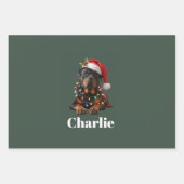 Persoonlijke naam aangepaste Rottweiler hond Kerst Inpakpapier Vel (Voorkant)