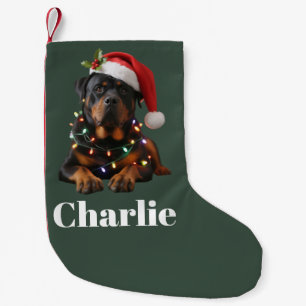 Persoonlijke naam aangepaste Rottweiler hond kerst Kleine Kerstsok