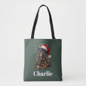 Persoonlijke naam aangepaste Rottweiler hond kerst Tote Bag (Voorkant)