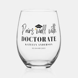 Persoonlijke naam afstudeerjaar doctoraat wijnglas zonder voet