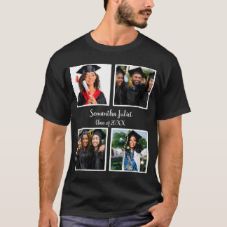 Persoonlijke naam Afstuderen 4 Foto Collage T-shirt